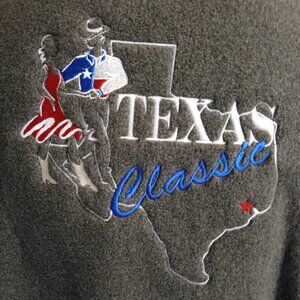 L Grey Vintage TX Classic Country Western Dance Event Embroidered Fleece Jacket